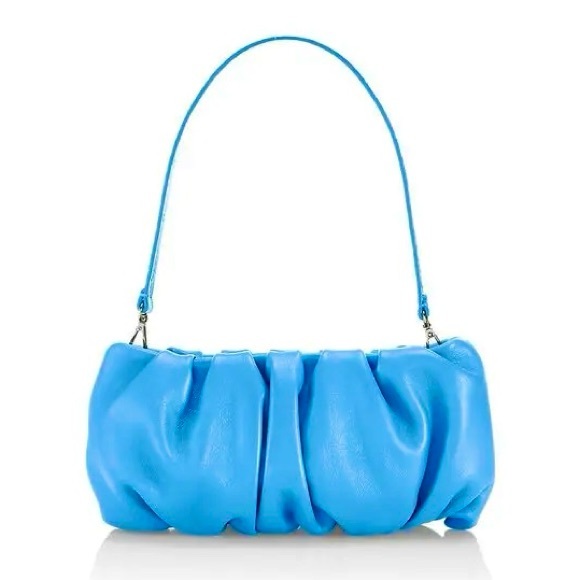 πΊπHPππΊ NWT Staud Ruched Leather Bean Bag Azure - Picture 11 of 16
